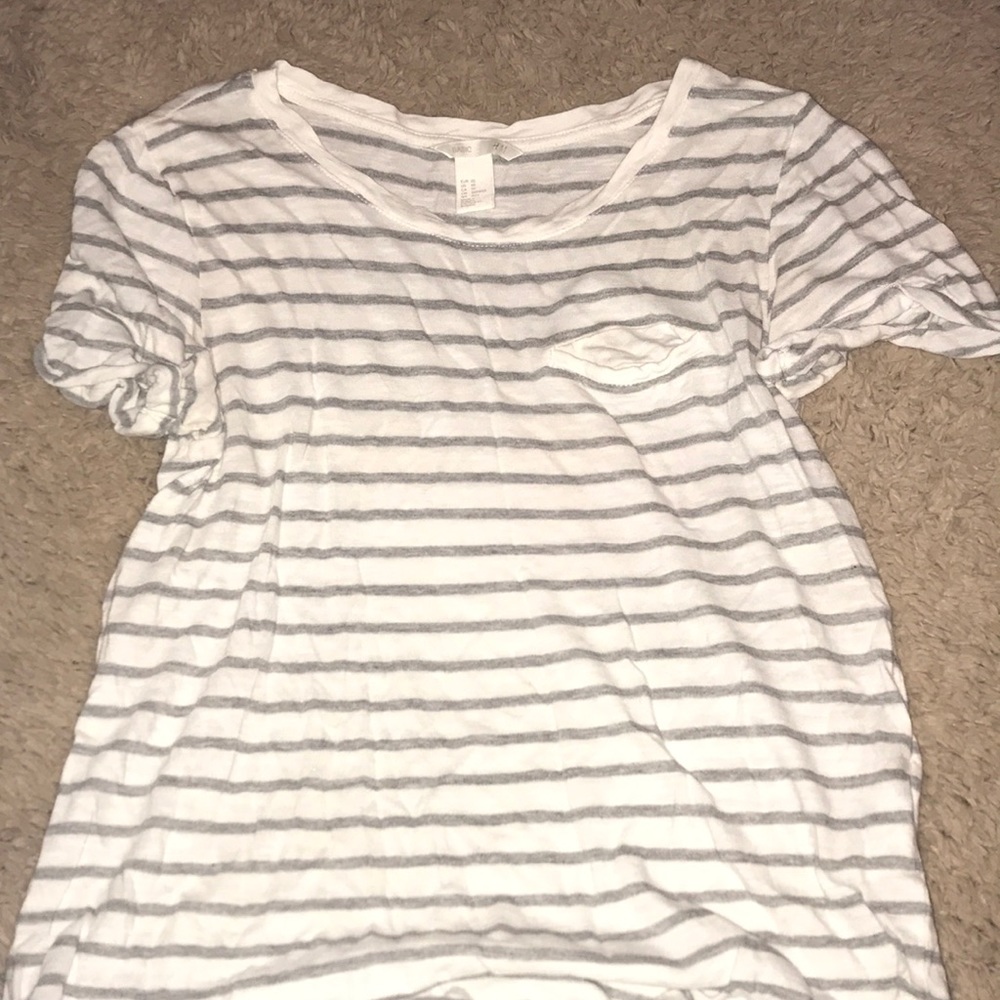 Grey and white striped T-Shirt